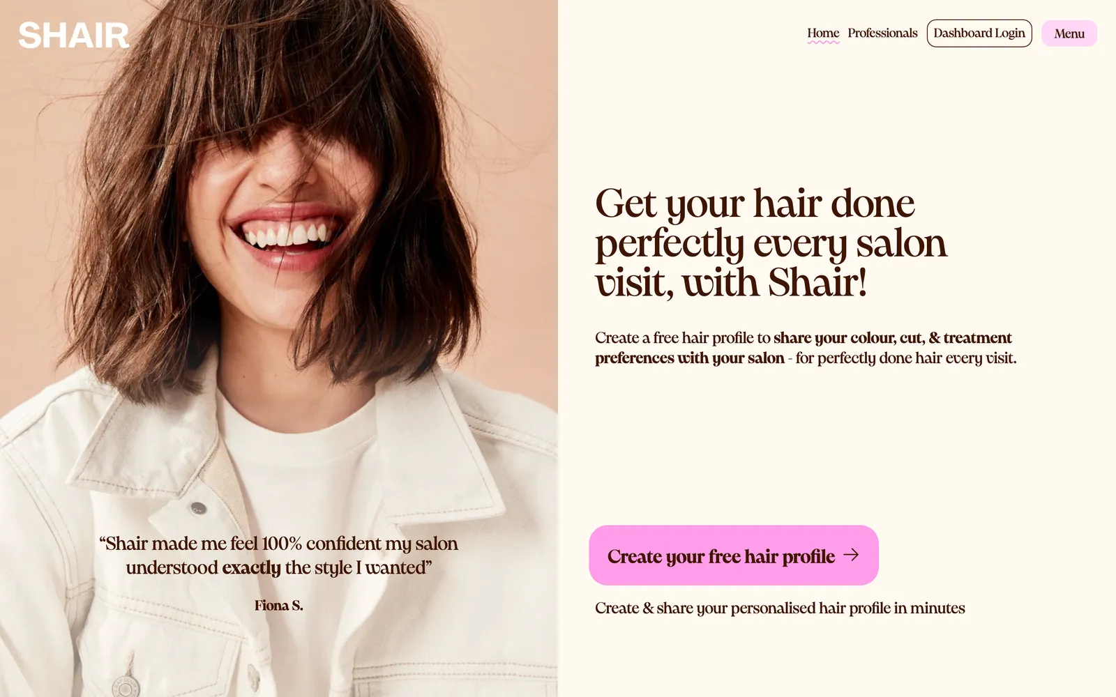 Shair public site: The Shair Quiz, get perfect hair every salon visit